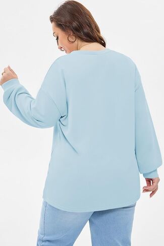 eytino plus sweatshirts للنساء الضخمات V الرقبة طويلة الأكمام طويلة الأكمام 2025 ملابس أزياء الخريف (1x-5x) in Saudi Arabia