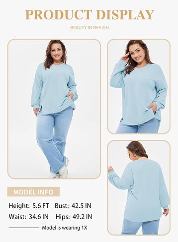 eytino plus sweatshirts للنساء الضخمات V الرقبة طويلة الأكمام طويلة الأكمام 2025 ملابس أزياء الخريف (1x-5x) in Saudi Arabia