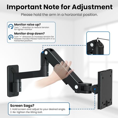 PUTORSEN Ultrawide Monitor Wall Mount - Heavy Duty Monitor Arm for Screen up to 57 inches and 44 lbs with Gas Spring, Full Motion Adjustable, Max VESA 200x200 in Kuwait