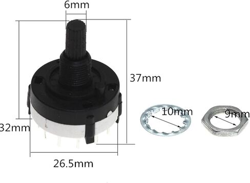 100pcs RS26 بلاستيك 4 عمود 3 مفتاح شريط دوار 2 pole6 الموضع 1 القطب 12 وضع مقبض طول 21 مم مفتاح نطاق محور المحور (1 القطب 12) in Saudi Arabia