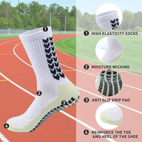 8 Pairs Men's Grip Soccer Socks, Non-Slip Soccer Sock with Anti Slip Grip Pads in Saudi Arabia