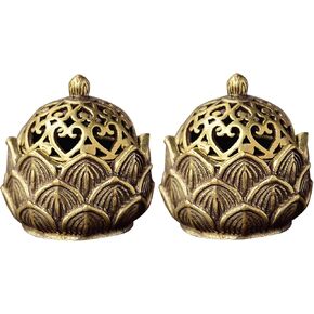 2Pcs Gold Lotus Incense Burner Vintage Flower Incense Holder Incense Cone Burner for Home Fragrance Decoration (2.9 * 3cm) in Kuwait