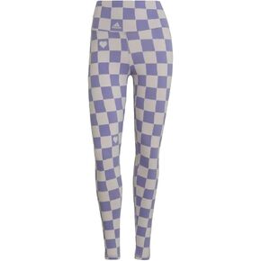 adidas Sportswear Women's Checkered Cotton Leggings, Purple in Kuwait