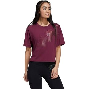 adidas Womens Sportswear Holiday Graphic Short Sleeve Tee, Victory Crimson in Kuwait