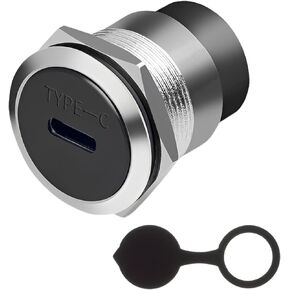 USB-C 3.1 Panel Mount Adapter - High-Speed Type-C Female-to-Female Connector, 10Gbps, Threaded Fixed Mount with Anti-Loosening Gasket & Dust Protection Cover for Dashboards and Panels (Black) in Kuwait