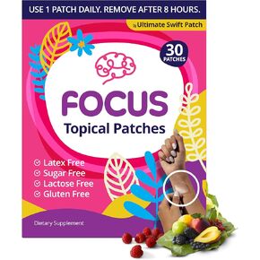 Swift Patch Focus Patch for Adults (30 Day Supply) + Proprietary Blend (Men and Women) - Help Kids and Adults Focus with Patches 22 Ingredients with Proprietary Formula in Saudi Arabia