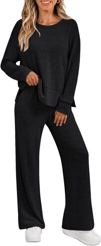 LILLUSORY 2 Piece Lounge Sets Matching Fall Outfits Pajamas Casual Travel 2025 Sweatsuits Wide Leg Clothes Fashion Tracksuits in Saudi Arabia