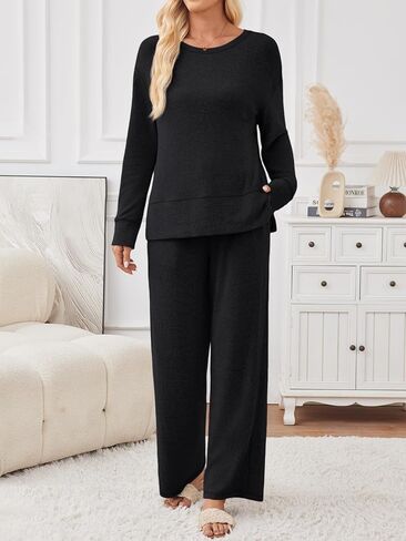 LILLUSORY 2 Piece Lounge Sets Matching Fall Outfits Pajamas Casual Travel 2025 Sweatsuits Wide Leg Clothes Fashion Tracksuits in Saudi Arabia