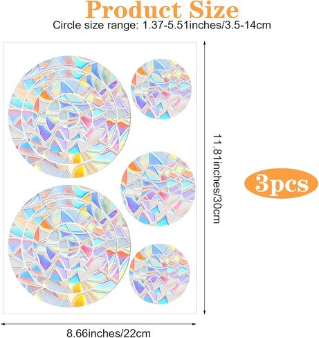 48 Pcs Anti Collision Window Decals for Bird Strikes 3 Sheets of Static Window Clings Circle and Ring Style Stop Birds Flying Into Windows Bird Strike Prevention Glass Door Windows Stickers in Saudi Arabia