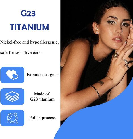 Blisi G23 Solid Titanium Studs أقراط مسطحة الإضاءة الخلفية سيام الأقراط ، المسمار اللامع الظهر الفضة الأقطاب Hypoallergenic 3mm/4mm/5mm الغضروف أحجار الراين الحلق اللولب tragus conch percing in Kuwait