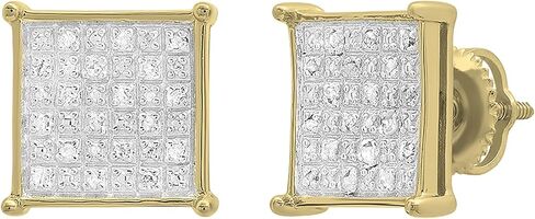 مجموعة RomazzlingRock 0.10 قيراط (CTW) الفضة الاسترليني 18K الذهب الأصفر المطلي بالأقراط على شكل مزودة بأقراط 1/10 CT in Saudi Arabia
