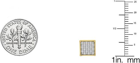 مجموعة RomazzlingRock 0.10 قيراط (CTW) الفضة الاسترليني 18K الذهب الأصفر المطلي بالأقراط على شكل مزودة بأقراط 1/10 CT in Saudi Arabia