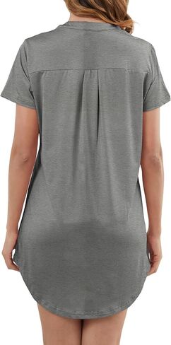 Nightgowns for Women Button Down Sleep Shirt Short Sleeve Pajama Dress V Neck Boyfriend Nightshirt S-XXL in Saudi Arabia