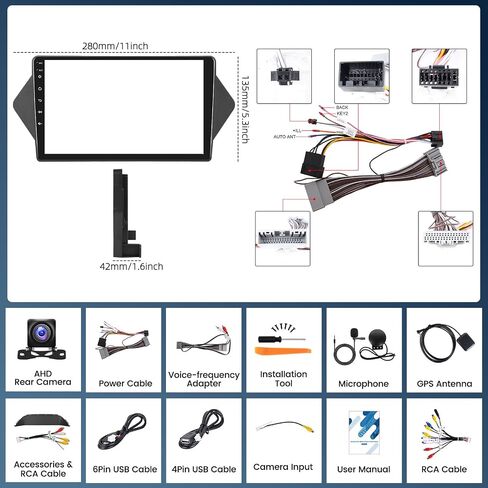 [2+64G] Android 13 Car Stereo for Honda Acura MDX 2007-2013 with Wireless Apple Carplay&Android Auto,9 Inch Touch Screen Car Radio with Mirror Link Bluetooth FM/RDS WiFi GPS SWC+ Backup Camera in Saudi Arabia