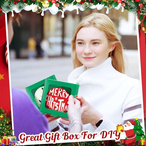 25 Pcs Sublimation Ornament Blanks Gift Box 3.6" x 3.6" x 0.7" Christmas Ornaments Holder Ceramic Discs Ornaments Packaging Box with Window for Personalized Xmas Tree Ornament Blanks Bulk in Saudi Arabia