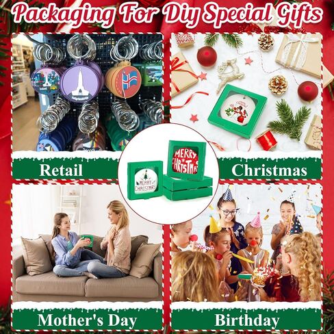 25 Pcs Sublimation Ornament Blanks Gift Box 3.6" x 3.6" x 0.7" Christmas Ornaments Holder Ceramic Discs Ornaments Packaging Box with Window for Personalized Xmas Tree Ornament Blanks Bulk in Saudi Arabia