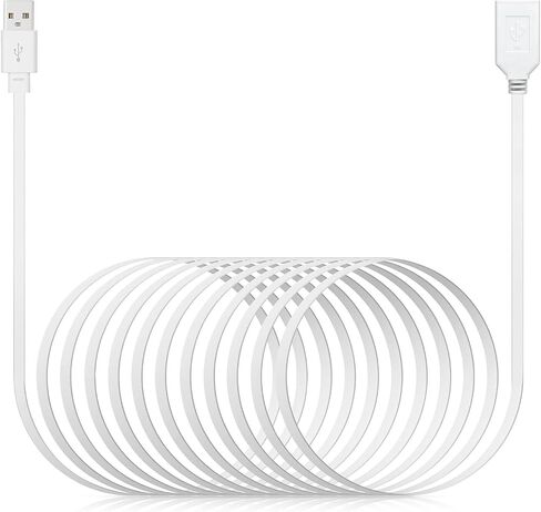 50ft Power Extension Cable Compatible with WyzeCam, Blink Mini, Tapo, Kasa Indoor, YI Dome Home, Nest Cam, Arlo Essential, eufyCam Cameras - 15m Long Flat USB Male to Female Charging Cord, Black in Saudi Arabia