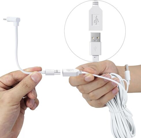 50ft Power Extension Cable Compatible with WyzeCam, Blink Mini, Tapo, Kasa Indoor, YI Dome Home, Nest Cam, Arlo Essential, eufyCam Cameras - 15m Long Flat USB Male to Female Charging Cord, Black in Saudi Arabia