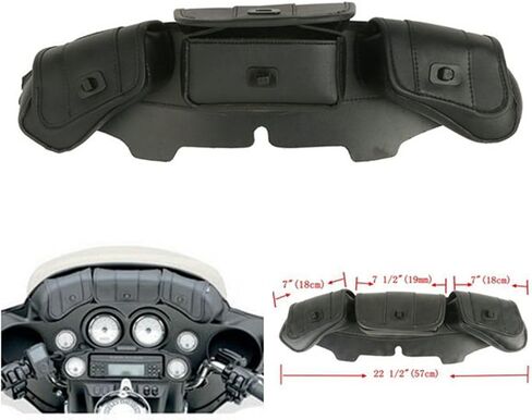 Windshield Bag Tri Pouch 3 Pocket For Harley Touring Electra Street Glide 96-13 in Saudi Arabia