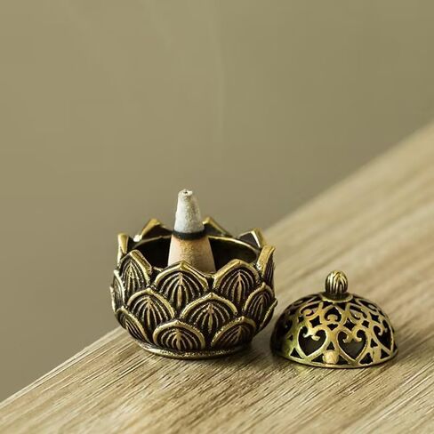 2pcs الذهب اللوتس بخطية البخور عتيقة الحامل البخور البخور البخور مخروط الموقد لزينة العطر المنزل (2.9 * 3cm) in Saudi Arabia