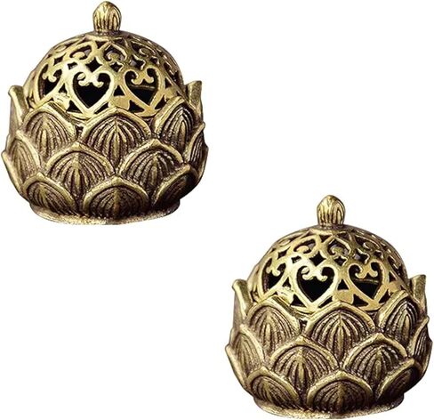 2pcs الذهب اللوتس بخطية البخور عتيقة الحامل البخور البخور البخور مخروط الموقد لزينة العطر المنزل (2.9 * 3cm) in Saudi Arabia