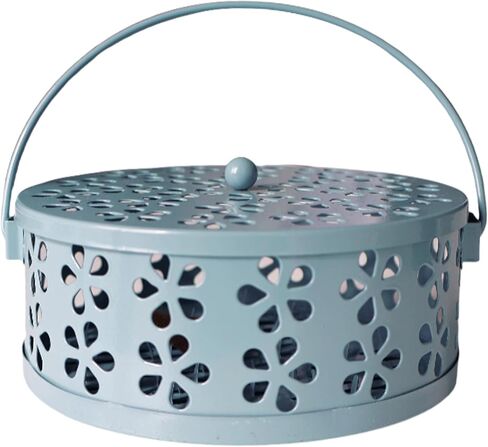 Portable Mosquito Coil Burner Blue Outdoor Incense Holder with Handle Round Fireproof Holders for Home Office Camping in Saudi Arabia