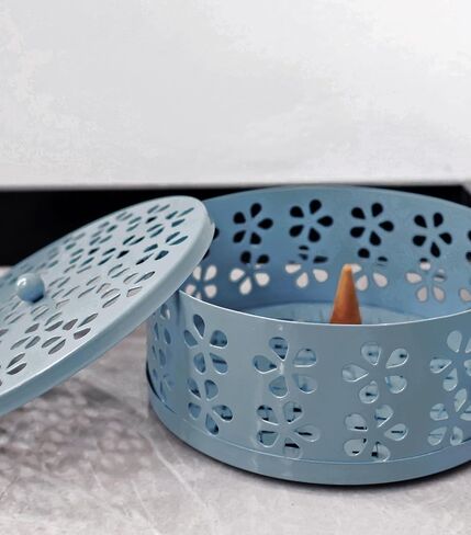 Portable Mosquito Coil Burner Blue Outdoor Incense Holder with Handle Round Fireproof Holders for Home Office Camping in Saudi Arabia