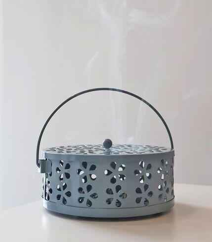 Portable Mosquito Coil Burner Blue Outdoor Incense Holder with Handle Round Fireproof Holders for Home Office Camping in Saudi Arabia