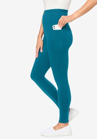 Woman Within Plus Size Petite Stretch Cotton Pocket Legging in Saudi Arabia