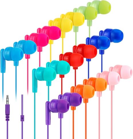Kids Bulk Earbuds for Classroom School 120 Pack,Wholesale Students Wired Earphones 3.5mm Multi Colored Perfect for School Classroom Libraries (10 Colors) in Saudi Arabia