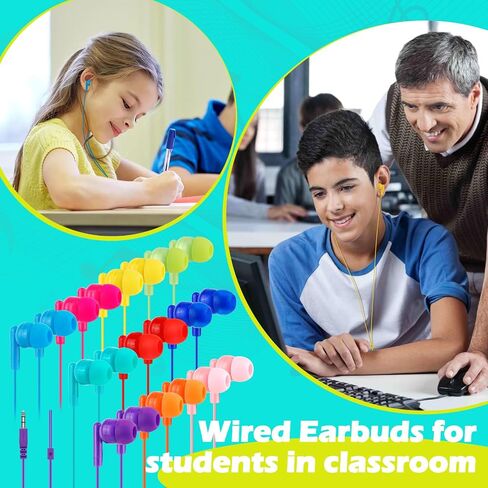Kids Bulk Earbuds for Classroom School 120 Pack,Wholesale Students Wired Earphones 3.5mm Multi Colored Perfect for School Classroom Libraries (10 Colors) in Saudi Arabia