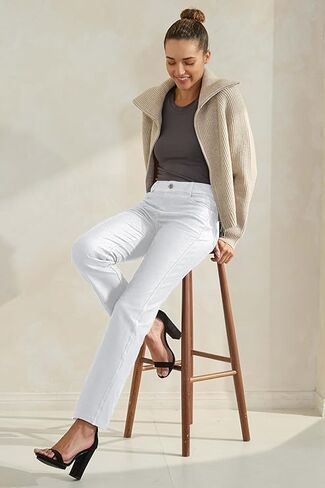 غزيرة الصحة جينز جينز تبدو jeggings مستقيمة الساق العديد من الألوان سروال سروال SPANDEX S-XXXL (X-LARGE ، أبيض) in Kuwait