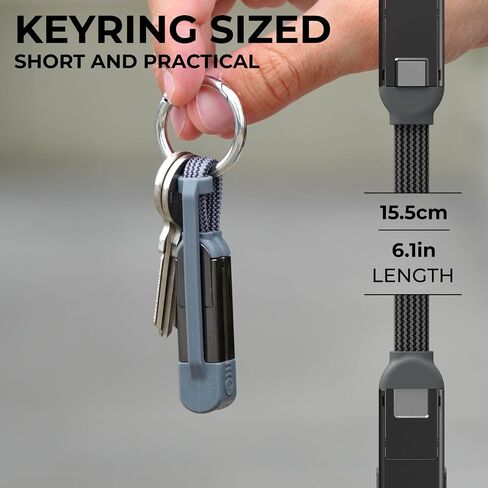 Rolling Square inCharge XS - 240W 4in1 Keyring Cable | Fast Charging & Data Transfer | Universal USB C/Lightning/USB Cable with Metal Housing | N52 Magnets | Eco-Friendly | Orange in Saudi Arabia