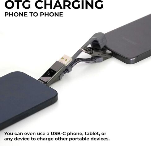 Rolling Square inCharge XS - 240W 4in1 Keyring Cable | Fast Charging & Data Transfer | Universal USB C/Lightning/USB Cable with Metal Housing | N52 Magnets | Eco-Friendly | Orange in Saudi Arabia