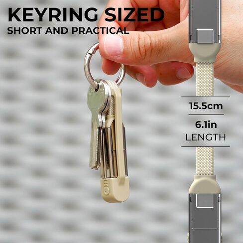 Rolling Square inCharge XS - 240W 4in1 Keyring Cable | Fast Charging & Data Transfer | Universal USB C/Lightning/USB Cable with Metal Housing | N52 Magnets | Eco-Friendly | Orange in Saudi Arabia