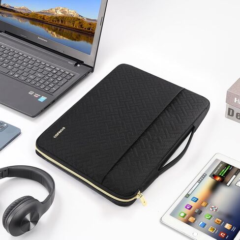 حقيبة كمبيوتر محمول من DOMISO مقاس 16 بوصة مقاومة للماء ومضادة للصدمات مع مقبض وحقيبة ملحقات صغيرة متوافقة مع كمبيوتر محمول HP Dell Aspire Asus مقاس 16 بوصة، أسود in Kuwait