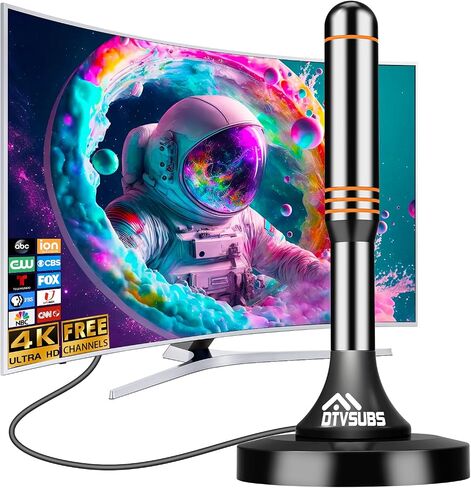 TV Antenna for Smart TV Indoor, 2025 Digital TV Antenna for Local Channels with Strong Magnetic Base, 360 Reception HDTV Antennas for TV Without Cable Supports 4K 1080P - 10FT Long Cable in Saudi Arabia