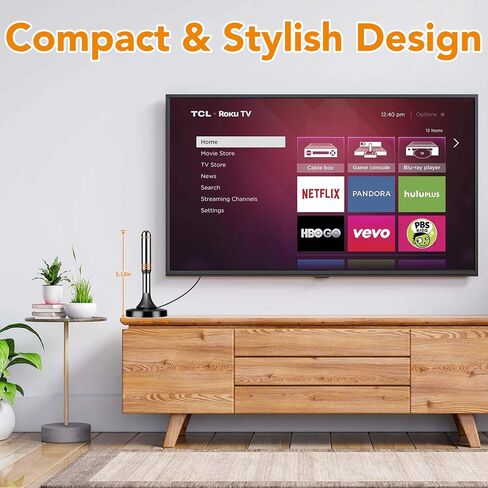 TV Antenna for Smart TV Indoor, 2025 Digital TV Antenna for Local Channels with Strong Magnetic Base, 360 Reception HDTV Antennas for TV Without Cable Supports 4K 1080P - 10FT Long Cable in Saudi Arabia