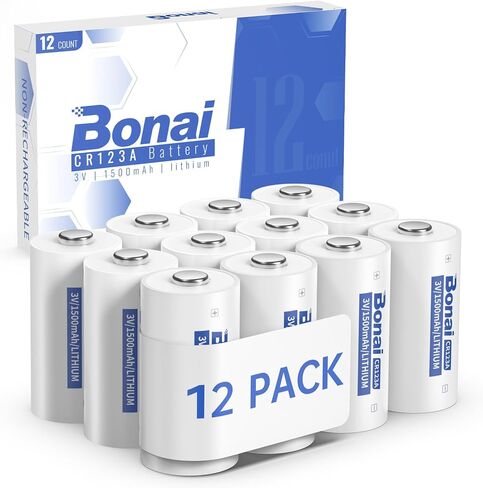 BONAI CR123A Batteries 3v Lithium Battery High Capacity CR123 CR17345 12PC for Flashlight and Security Device【Non-Rechargeable】 in Saudi Arabia