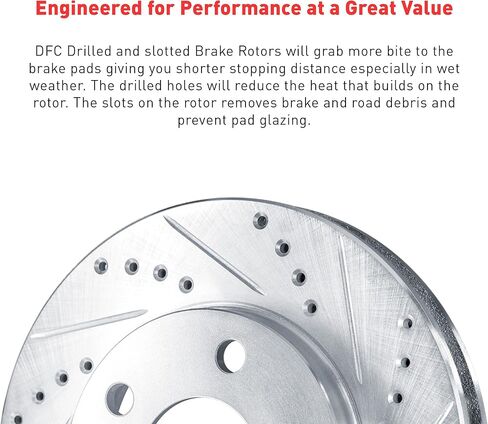 Dynamic Friction Company Brake Rotors For 1975-1994 Ford E-350 Econoline; 1976-1994 Ford F-350| Front Drilled Slotted Disc Brake Rotors| Brakes and Rotors in Saudi Arabia