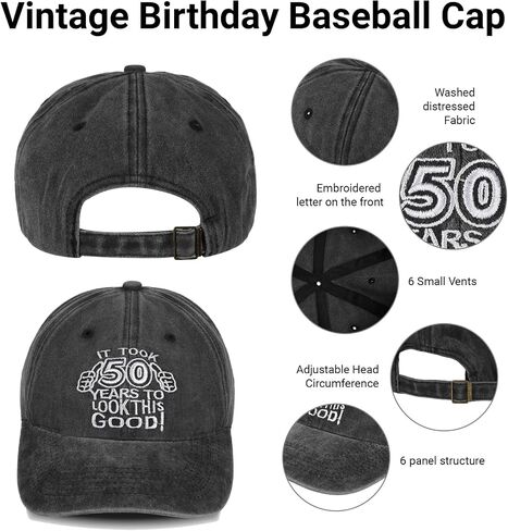 40th 50th 60th 70th Birthday Cap for Men Women,Funny Gifts for Husband Dad Grandad,1955-1985 Hat,Vintage Cotton Baseball Cap in Saudi Arabia