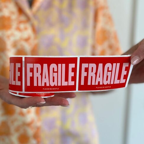 Cute Fragile Stickers for Shipping - Lavender Pink & Orange Red - 2 x 3 inch - Roll of 250 Moving Stickers for Shipping or Fragile Stickers for Moving Handle with Care Stickers for Shipping in Kuwait