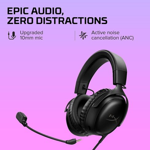 HyperX Cloud III – Wired Gaming Headset, PC, PS5, Xbox Series X|S, Angled 53mm Drivers, DTS, Memory Foam, Durable Frame, Ultra-Clear 10mm Mic, USB-C, USB-A, 3.5mm – Black (Renewed) in Saudi Arabia