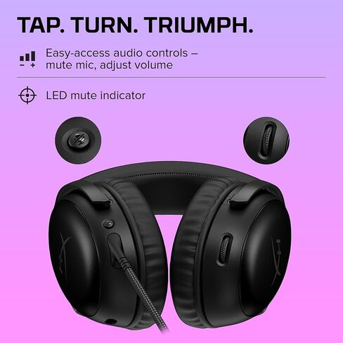 HyperX Cloud III – Wired Gaming Headset, PC, PS5, Xbox Series X|S, Angled 53mm Drivers, DTS, Memory Foam, Durable Frame, Ultra-Clear 10mm Mic, USB-C, USB-A, 3.5mm – Black (Renewed) in Saudi Arabia