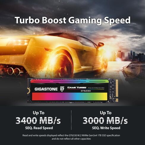 Gigastone M.2 SSD 500GB PCIe 3.0 NVMe SSD, up to 3,000MB/s, Internal Gaming Solid State Hard Drive Turbo Speed Heatsink Cooling Heat Dissipation PC Laptop Storage for Gamers Video Editing Creators in Kuwait