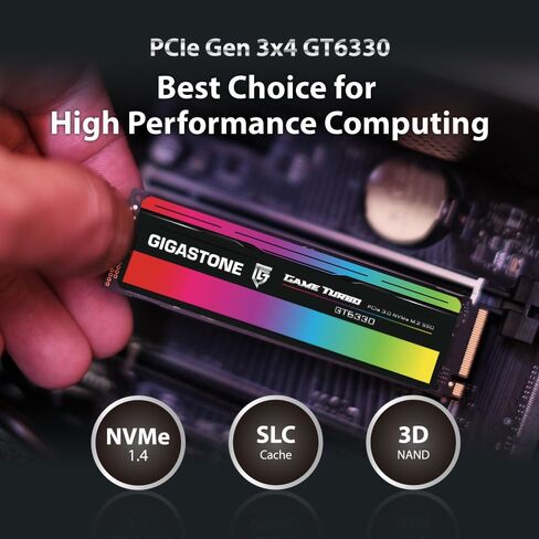 Gigastone M.2 SSD 500GB PCIe 3.0 NVMe SSD, up to 3,000MB/s, Internal Gaming Solid State Hard Drive Turbo Speed Heatsink Cooling Heat Dissipation PC Laptop Storage for Gamers Video Editing Creators in Kuwait