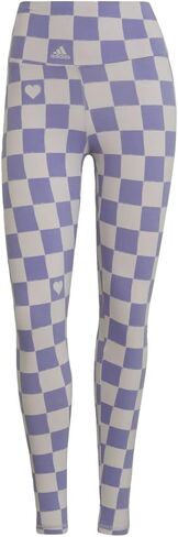 adidas Sportswear Women's Checkered Cotton Leggings, Purple in Saudi Arabia