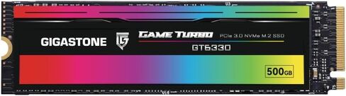 Gigastone M.2 SSD 500GB PCIe 3.0 NVMe SSD, up to 3,000MB/s, Internal Gaming Solid State Hard Drive Turbo Speed Heatsink Cooling Heat Dissipation PC Laptop Storage for Gamers Video Editing Creators in Kuwait
