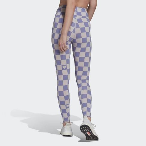 adidas Sportswear Women's Checkered Cotton Leggings, Purple in Saudi Arabia