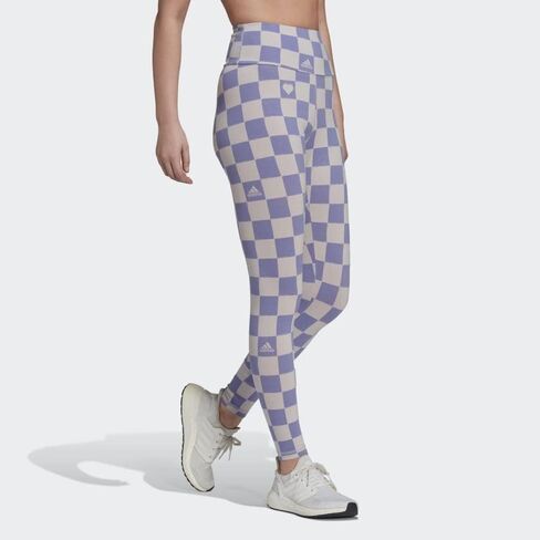 adidas Sportswear Women's Checkered Cotton Leggings, Purple in Saudi Arabia